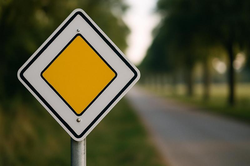 Que signifie le panneau en losange blanc et jaune sur votre route ?