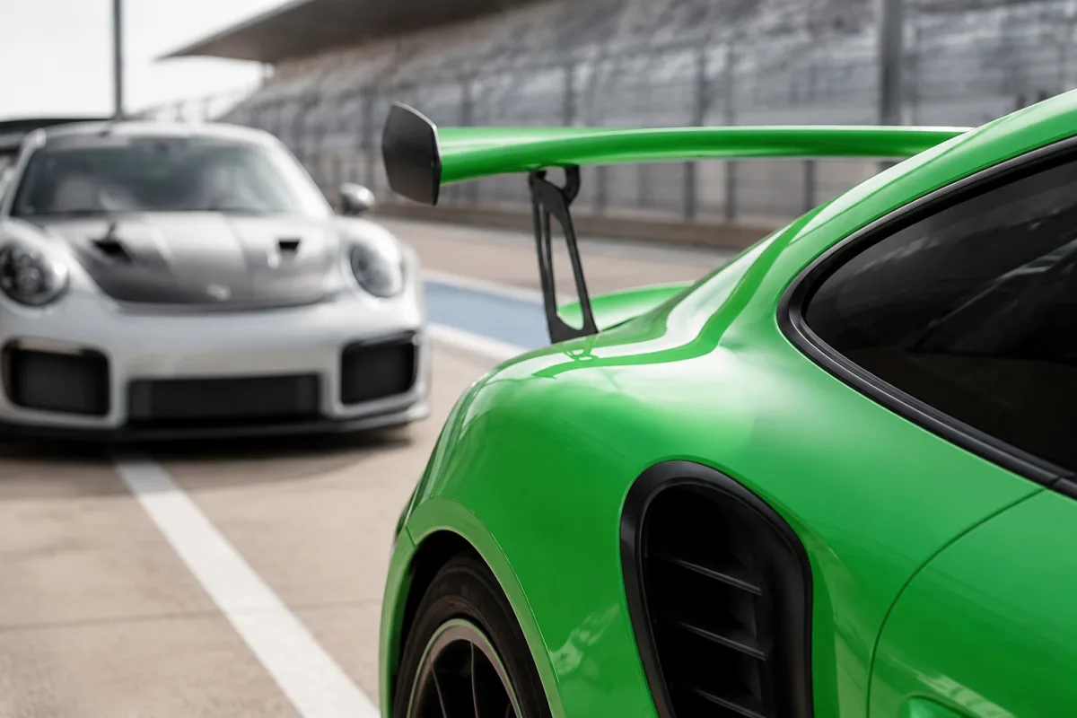 Stage de pilotage en Porsche GT3 RS : choisir le bon circuit et la bonne génération Cockpit d'une Porsche GT3 RS avec volant sport et tableau de bord en vue pilote